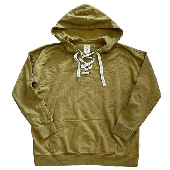 Billabong Brown Lace Up Logo Hoodie 10 - Picture 1 of 3